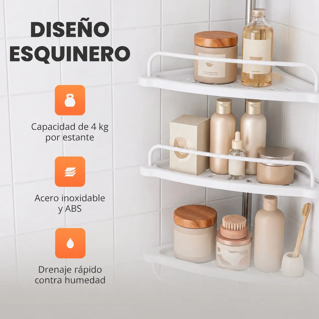 Esquinero de Baño Telescópico (1 a 2,6 m)