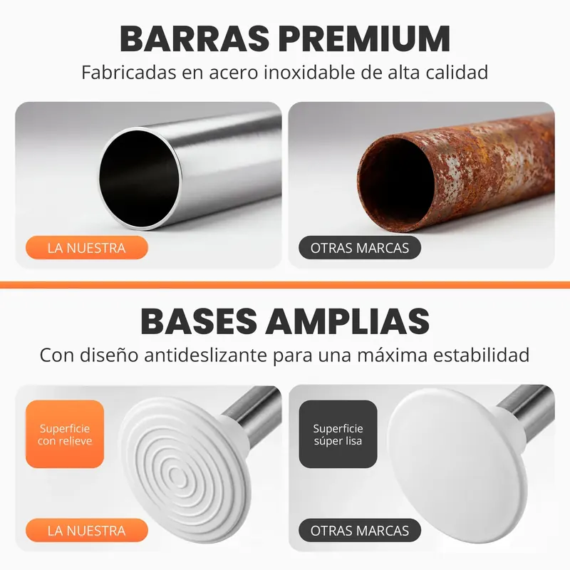 Barras premium con bases anchas antideslizantes