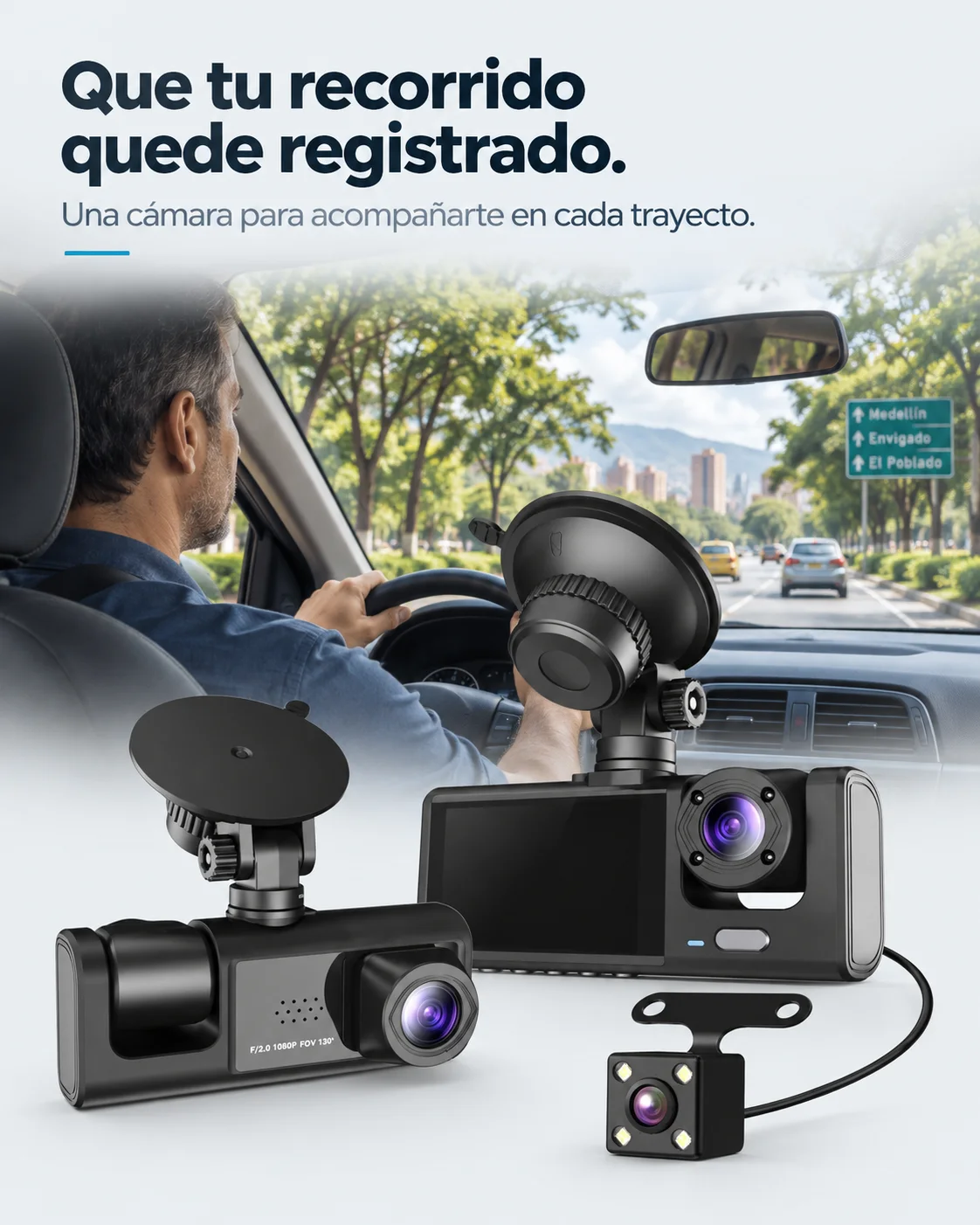 Que tu recorrido quede registrado. Una cámara para acompañarte en cada trayecto.