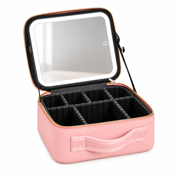 Maletín de maquillaje con espejo LED